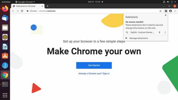 Меню за разширение на Google Chrome