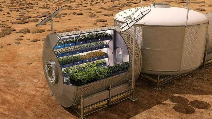 производство на храна на Марс в бъдеще.