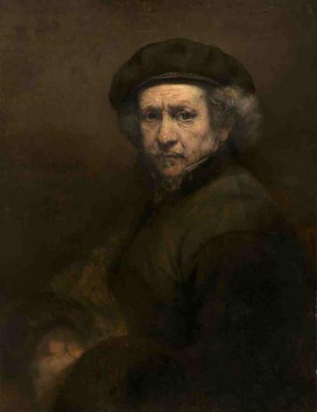 Автопортрет на Рембранд като по-възрастен мъж.