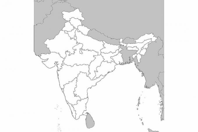 Празна карта на Индия