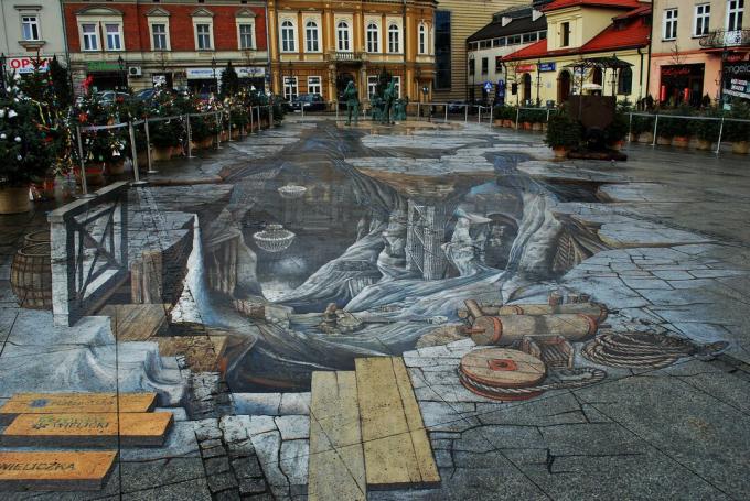3D уличната живопис Солен свят