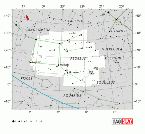 IAU диаграма на съзвездието Пегас.
