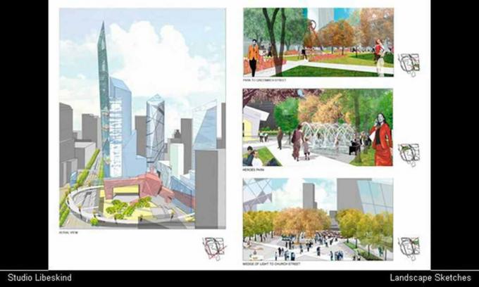 Пейзажни скици на Ground Zero Генерален план от декември 2002 г. Презентация на слайдове от Студио Libeskind