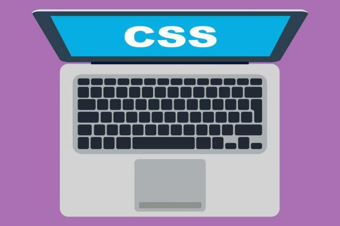 Илюстрация на лаптоп с CSS, показан на екрана.