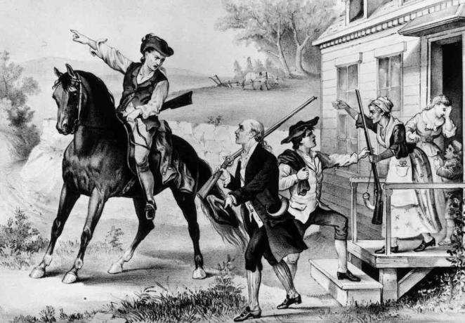 1774: Сбирка на минитеми - колониално опълчение на Нова Англия, които бяха готови да се бият с британците на мига.