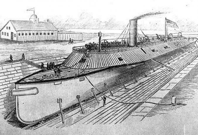 LIne чертеж на CSS Virginia в сух док.