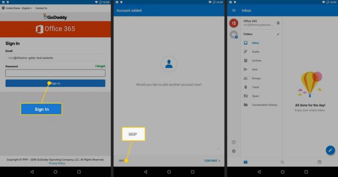 Влезте в имейл на GoDaddy в Outlook за Android.