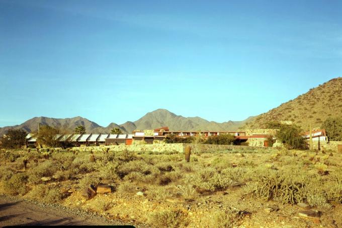 Taliesin West, разпръснатата, органична архитектура на Франк Лойд Райт на Shea Road в Скотсдейл, Аризона