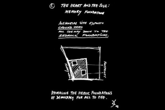 Сърцето и душата: Основи на паметта - начална идея за скица на Даниел Либескинд от декември 2002 г. Слайд презентация