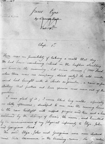 Първата страница от ръкописа на „Джейн Ейр“