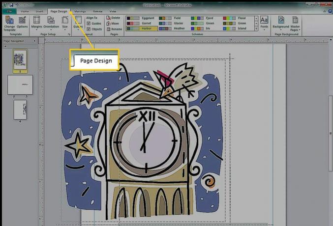 Раздел за дизайн на страница в Microsoft Publisher