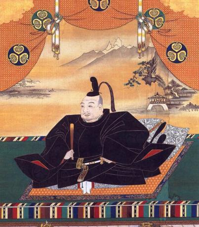 Живопис на Токугава Иеясу, седнал на килим.