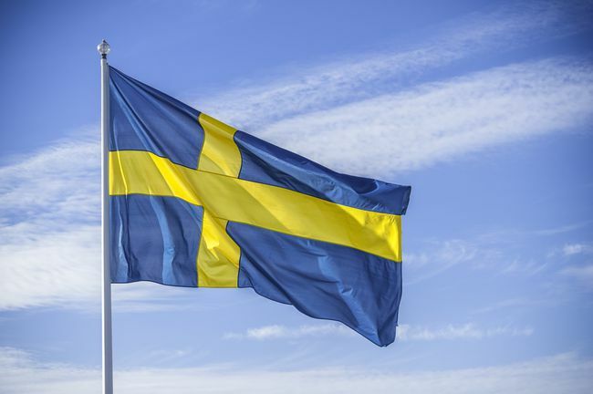 Шведско национално знаме на слънчева светлина
