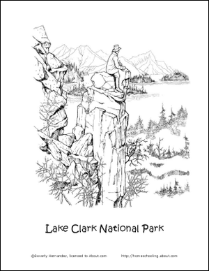 Страница за оцветяване на езерото Кларк