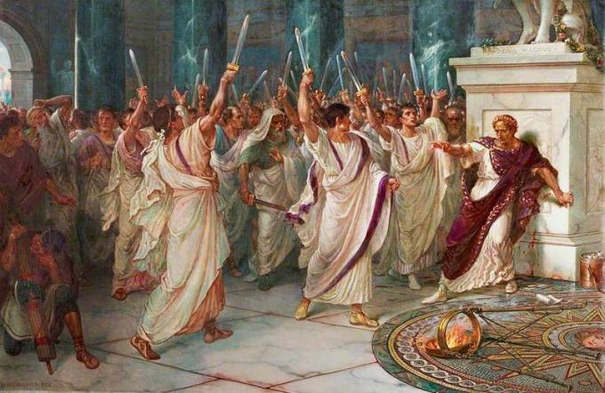 Убийството на Юлий Цезар, рисувано от Уилям Холмс Съливан, ок. 1888