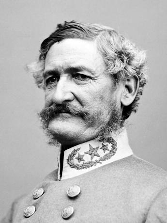 Бюст портрет на генерал-майор Хенри Х. Сибли, облечен в сивата си армейска униформа на конфедерацията.