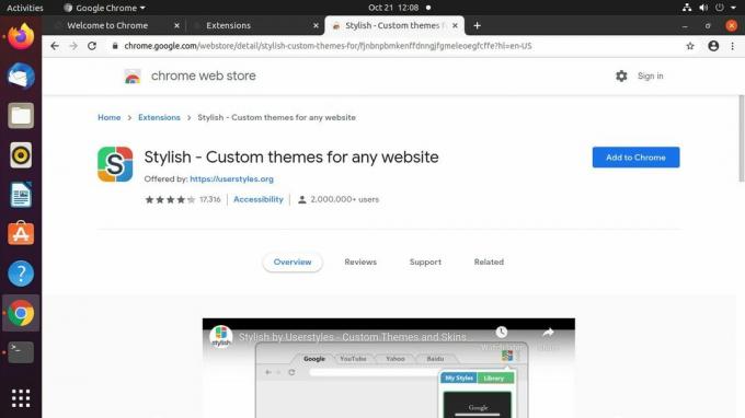 Страница с разширения на стила на Google Chrome