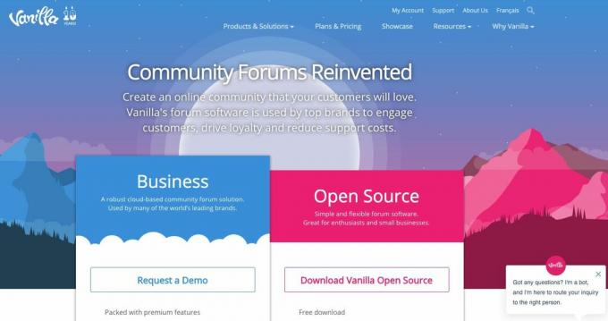 Екранна снимка на инструмента за форуми на Vanilla Forums за блог или уебсайт