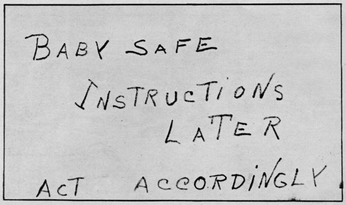 „Безопасните инструкции за бебета по-късно действат съответно“, 1932, (1938)